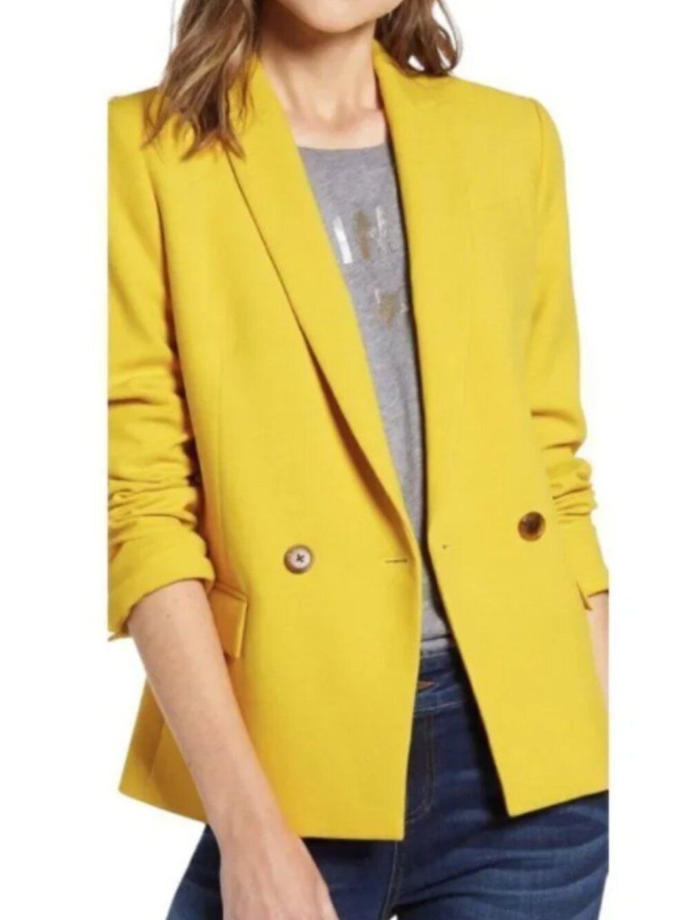 J. Crew Dover double breasted‎ blazer in rich gold yellow 00